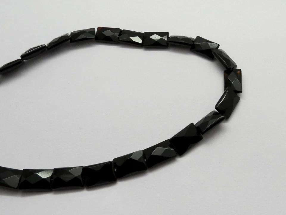 01 Natural Gemstone Black Onyx Beads 8x12mm Faceted Beads 15 Inch Long Strand - Image 3 of 3