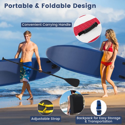 10' x 30" Inflatable Stand Up Paddle Board w/ Premium SUP Accessories Hand Pump - Picture 9 of 10