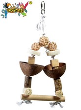 LAZY BONES GO GREEN COCONUT CARNIVAL FUN HANGING BIRD CAGE TOY AFRICAN GREY 