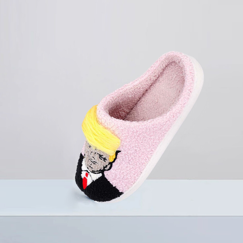 APL Plush Trump Wig Slippers 3D Fake Hair Furry Slipper Creative for Home Bedroom
