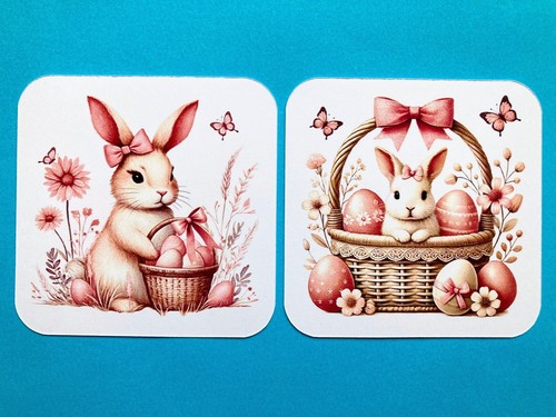 DUSTY PINK EASTER - 6 x Die Cut Sets Toppers Card Making Rabbit Chick Eggs Bunny - Picture 4 of 4