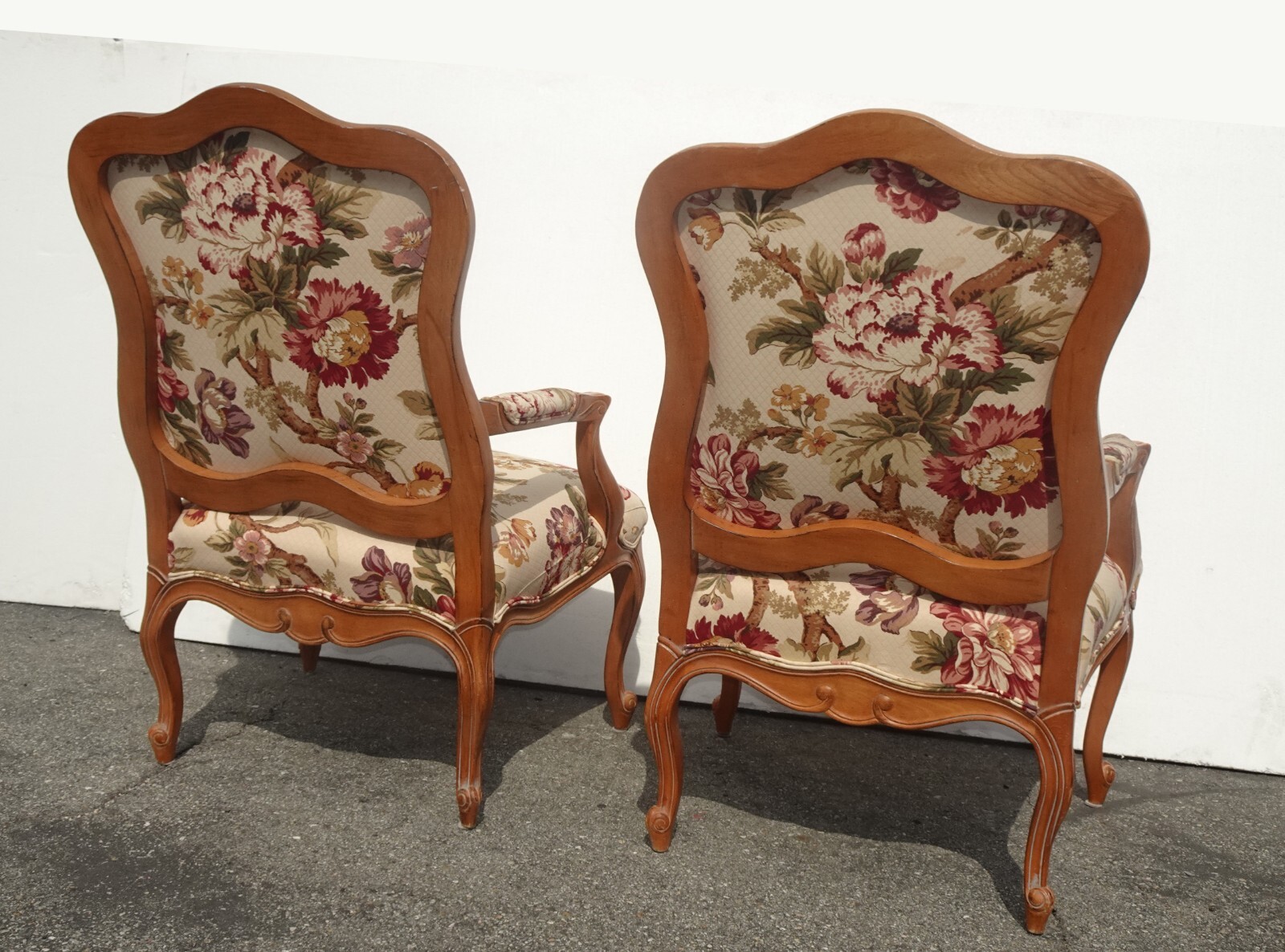 Pair of Vintage French Provincial Louis XVI Style White Floral Accent