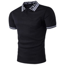 ZONBAILON Geometric Print Versatile Sports Men's Travel Polo Shirt Short Sleeve