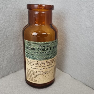 Merck Brown Glass Botte Sodium Oxalate Reagent Vintage Empty Read Description