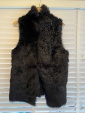 Whistles Shearling Long Gilet Very Dark Chocolate Black Size M