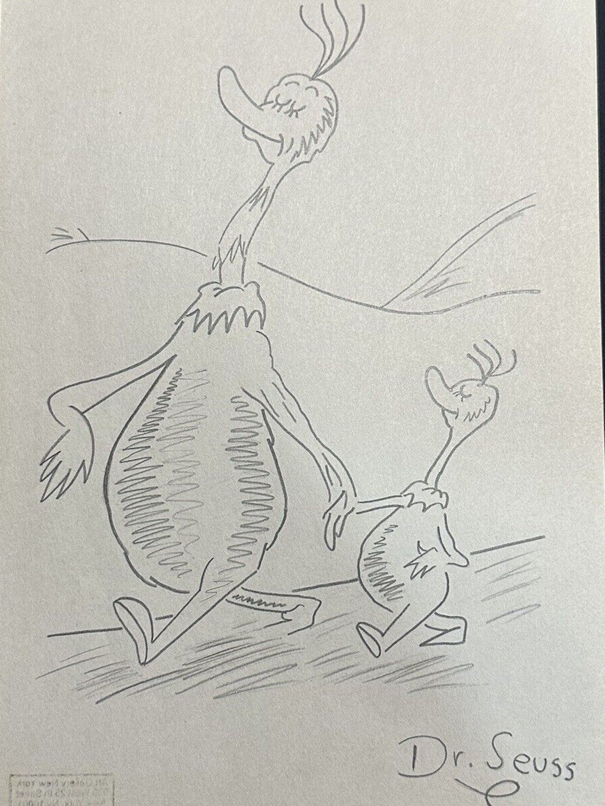 Dr. Seuss COA Art Drawing Painting Vintage Handmade Signed Original Paper