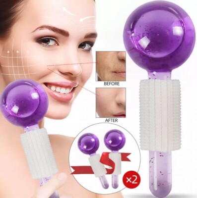2pcs Globes Cooling Beauty Ball Ice Globe Ball Facial Roller Kit  With Free Gift