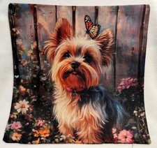 Yorkie Dog Butterfly Floral Double Sided Throw Pillow Cover Holiday Home Decor