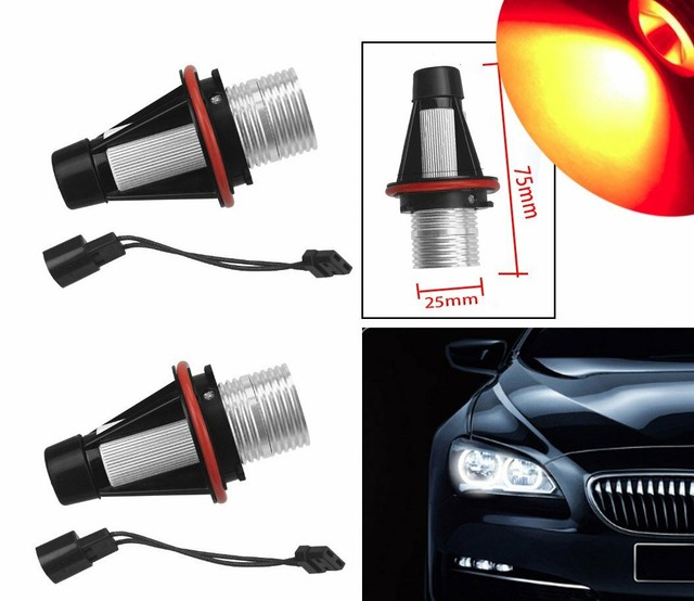 For BMW X5 E39 E60 E63 E64 E53 Red LED Bulbs Angel Eyes Halo Ring
