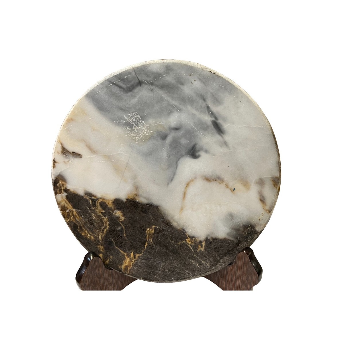 Chinese Natural Dream Stone Round White Fengshui Plaque Display ws2261S Chinese Natural Dream Stone Round White Fengshui Plaque Display ws2261S