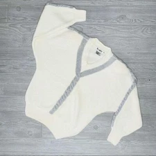 Vintage knit premier design sweater silver braided lambswool and angora med