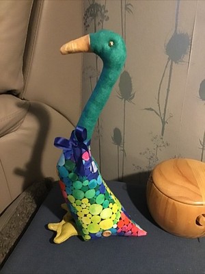 Unikat Handarbeit Stoff Läufer Ente Blasen Motiv   Türstopper/Ornament