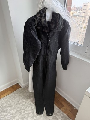 Bogner Ski CatSuit Jumpsuit 007 James Bond Black Vintage Size 6 Women Fur Collar