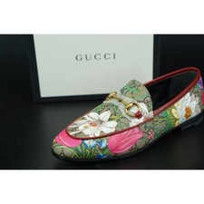GUCCI Jordaan GG Supreme Monogram Canvas Floral Horsebit Loafer 35 NIB 780