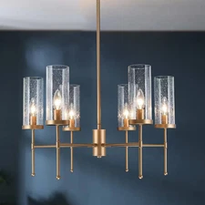 LNC Modern Satin Gold Island Chandelier 6-Light Candlestick Linear Chandelier