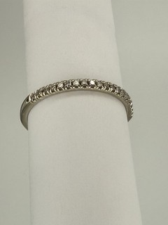 10K White Gold Diamond Wedding Band Pave Set Stackable Ring