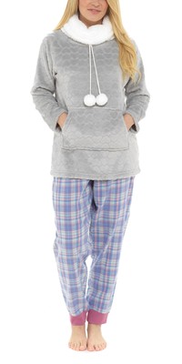 i-Smalls Ladies Soft Touch Cowl Neck Jumper Hoodie Front Pocket with Eye Mask