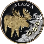 1 Ounce .999 Fine Silver Round Gilt Alaska - Moose