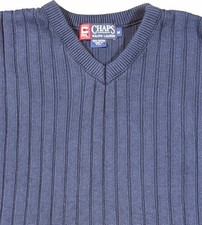 Vintage Chaps Ralph Lauren Mens Blue Sweater Size Medium Made in USA 100 Cotton