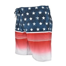 Burnside Men's Size 34 Boardshort Quick Dry Blue Stars and Stripe Print