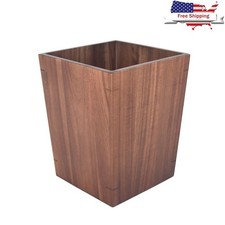 Acacia Wood Waste Basket Stylish Compact Handles Indoor Office Bathroom New