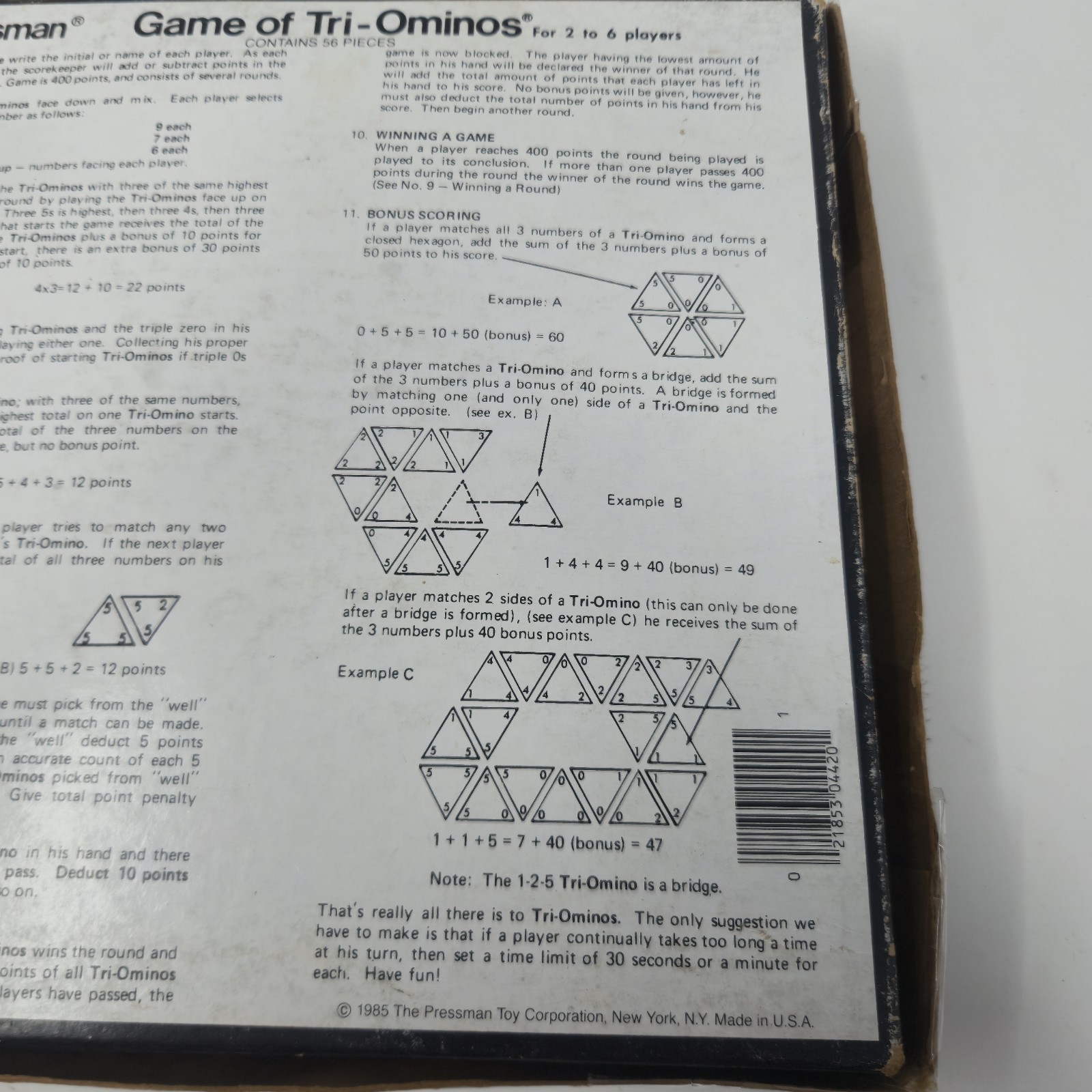 Vintage 1985 TRI-OMINOS Triangular DOMINOE GAME image 8