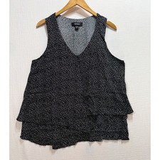 Karen Kane Black White Floral Print Sleeveless V Neck Tiered Top Size L