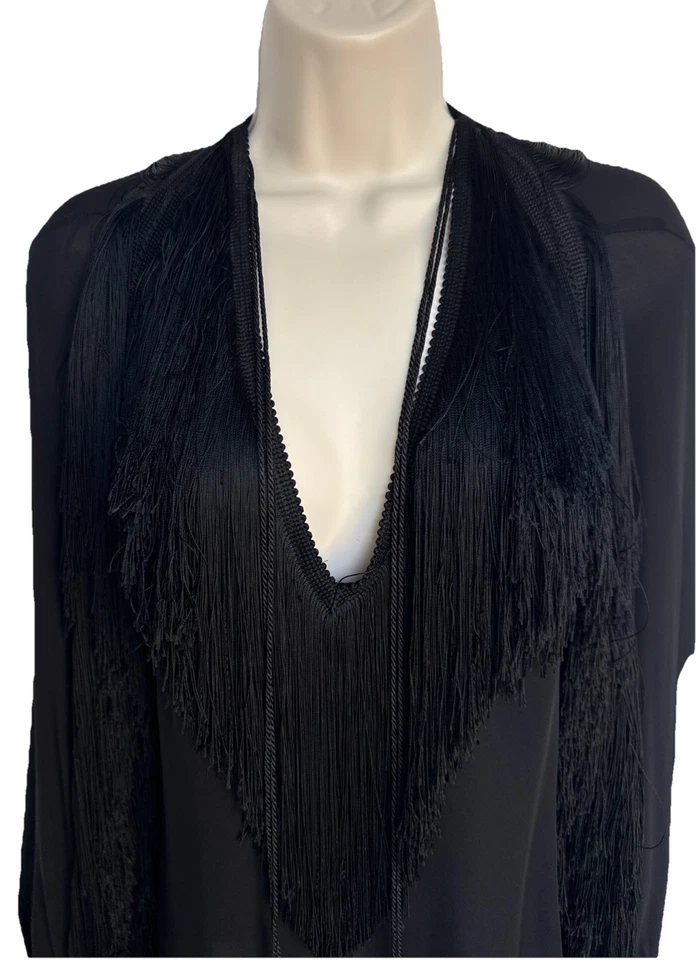 Blusa PLEIN SUD con flecos borlas seda talla FR 38 US M *IMPRESIONANTE* Foto 3 de 4