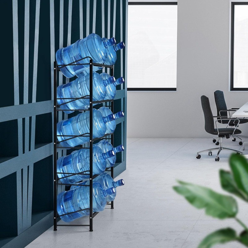 5 Tiers Water Cooler Jug Rack with 10 Slots Heavy Duty Water Jug Storage Rack