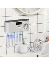 3-in-1 UV Toothbrush Holder Toothpaste Dispenser Wall Mount 4 Slot