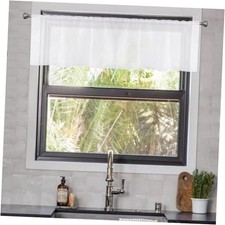 Sheer Valance Semi Voile Curtains 18 Inches Long 52"W x 18"L Pack of 2 White