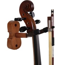 Rosewood Violin Wall Mount Hanger with Bow Hook for Home Studio