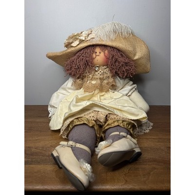 Vintage Little Souls Abigail Special 1991 Doll Blonde Textured Hair Straw Hat