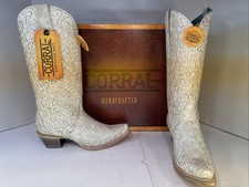 CORRAL White Glitter Overlay Cowboy Boots Wedding Glam 8 NEW W/ BOX