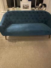 Royal Blue Velvet Chesterfield Style Sofa 3 Seater