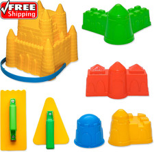 7 Pcs Beach Sand Toys Set,Includes Beach Toys Castle Molds Sand Molds, Beach Buc