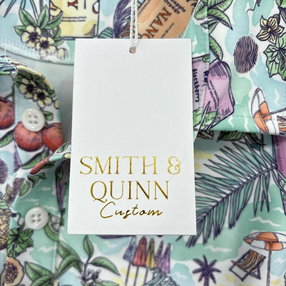 Camisa Smith & Quinn Para Hombres 2XL Como Nueva Mamá Agua Tropical Estampado Botones Elastizada Foto 2 de 4