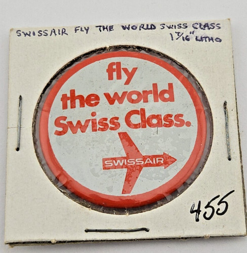 Vintage Swiss Air Swissair Airline Switzerland Aviation Pinback button