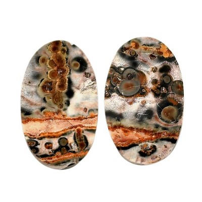 Natural Leopard Skin Jasper Pair 13.4x21.65x3.5 mm Oval Gemstone LS30-04715