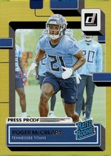 2022 Donruss Football Roger Mccreary #365 Press Proof Premium RC Titans