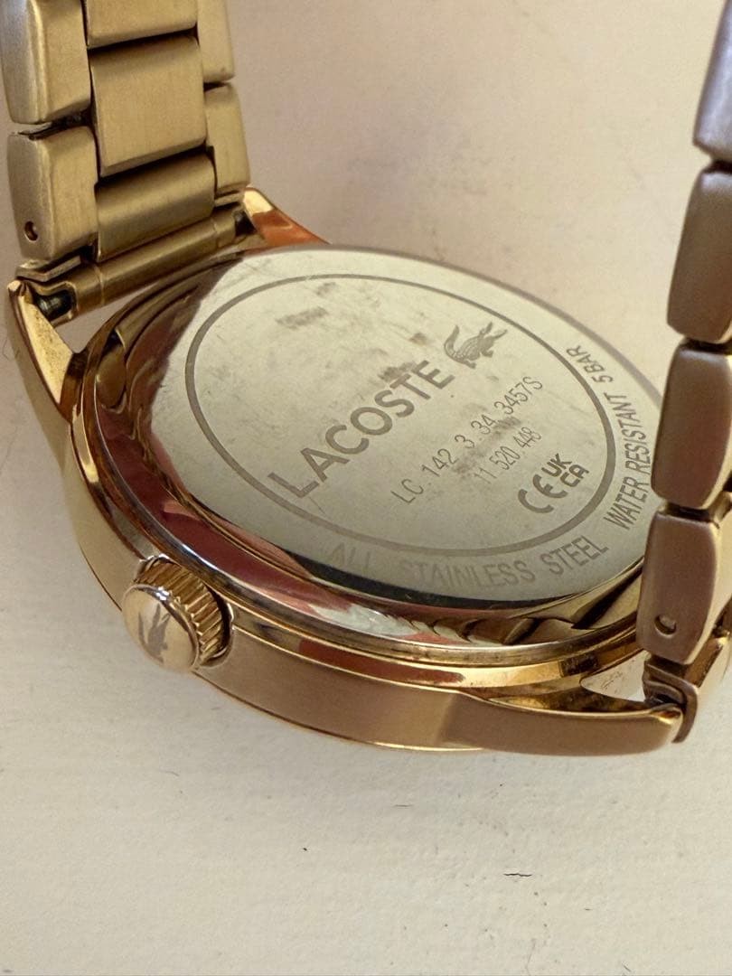 LACOSTE Gold Women's Watch 3ATM Waterproof Crystal Decor Used thumbnail 4