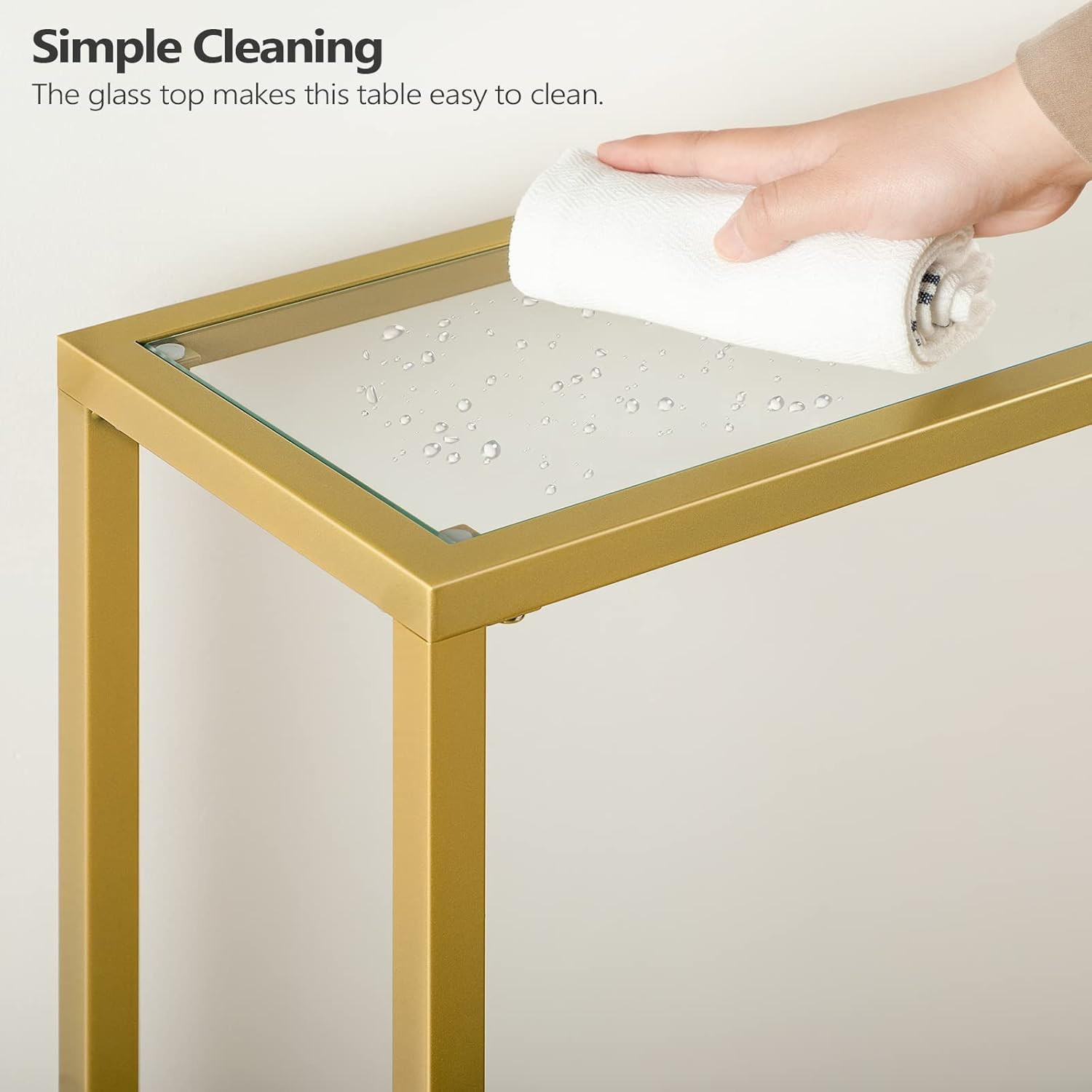 HOOBRO 39.4" Gold Console Table, Tempered Glass Sofa Modern 