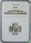 1939 D Mercury Silver Dime NGC Graded MS66 GEM Uncirculated