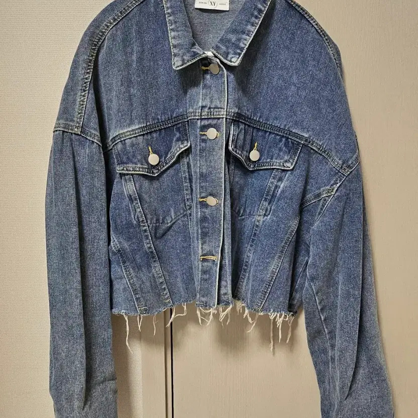 Off-White Cropped Denim Jacket - Women's Outerwear, Worn Once