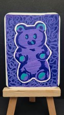 ACEO Original Acrylic and Ink Purple Gummy Bear Surrealism by Desdymona
