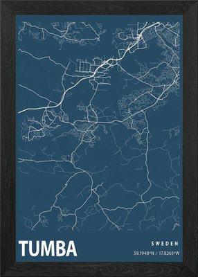 Tumba Blueprint Street Map Framed Wall Art Poster Canvas Print Picture