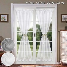 Sheer Door Curtains French Voile Net Living Room Clear Window Drapes Slot Top UK