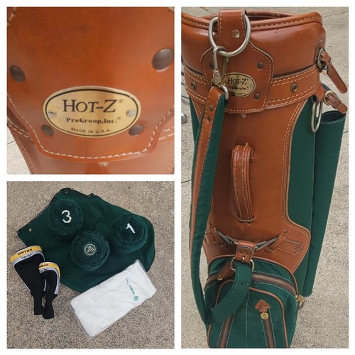 VTG Hot-Z Retro Golf Bag 6 Way Leather & Canvas Original Bag Cover & Headcovers