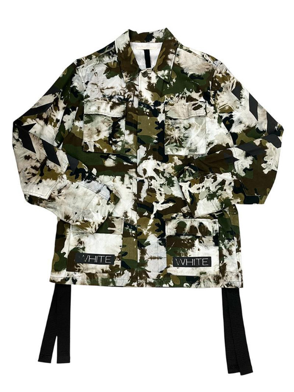 Off-White Tie-dye Camouflage military Jacket size M Green Belt Stripes SK1624 image 2