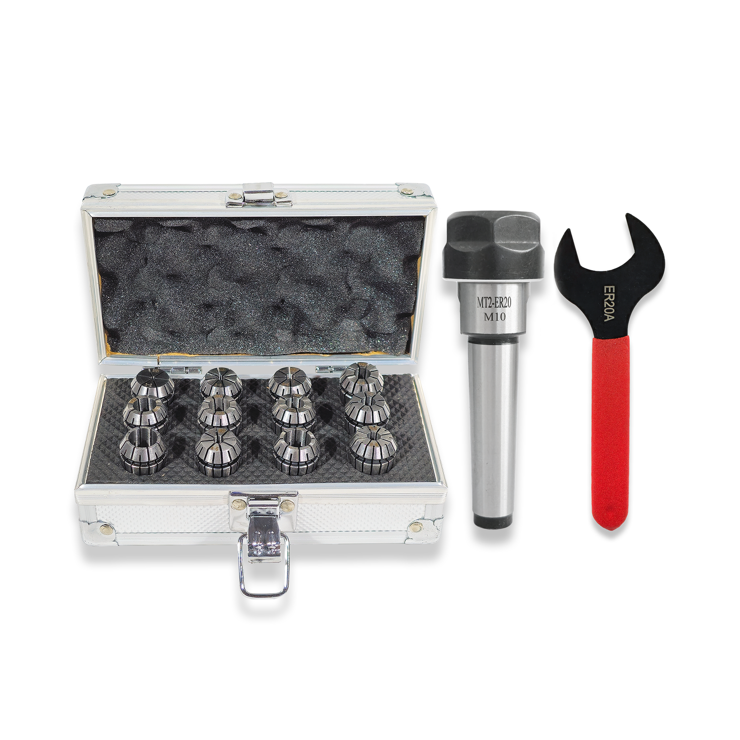 2MT ER20 COLLET CHUCK, 12PC COLLETS & SPANNER (1-13MM CAPACITY) FROM RDGTOOLS